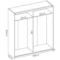 Armadio 180x204h cm 2 ante scorrevoli bianco Royal