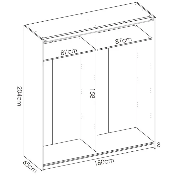 Armadio 180x204h cm 2 ante scorrevoli bianco Royal