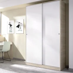 Armadio 120x204h cm 2 ante scorrevoli rovere bianco opaco Royal