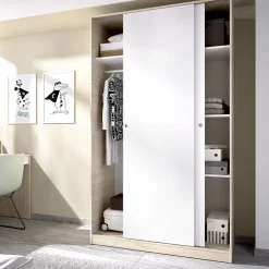Armadio 120x204h cm 2 ante scorrevoli rovere bianco opaco Royal