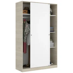 Armadio 120x204h cm 2 ante scorrevoli rovere bianco opaco Royal