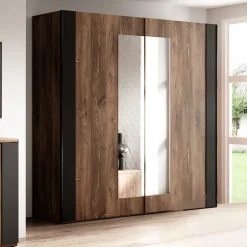 Armadio 200x213h cm 2 ante scorrevoli quercia scuro nero Vulcano