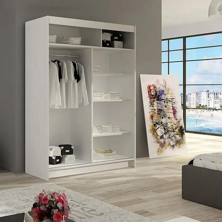 Armadio 150x200h cm 2 ante scorrevoli bianco con led Tancredi