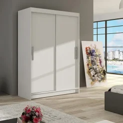 Armadio 150x200h cm 2 ante scorrevoli bianco con led Tancredi