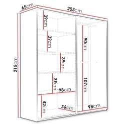 Armadio 203x215h cm 2 ante scorrevoli rovere Duppy
