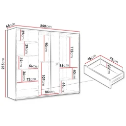 Armadio 250x215h cm 2 ante scorrevoli rovere Duppy