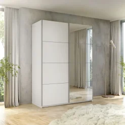 Armadio 150x210h cm 2 ante scorrevoli con specchio bianco Lilly