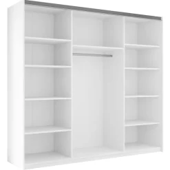 Armadio 250x210h cm 3 ante scorrevoli con specchio bianco Lilly