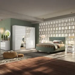 Armadio 275x240h cm 2 ante scorrevoli con specchio bianco lucido Gassy