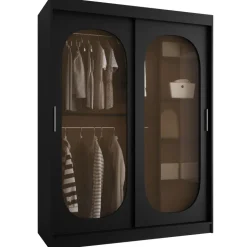 Armadio 150x200h cm 2 ante scorrevoli vetrate nero opaco Elmor
