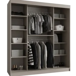 Armadio 180x200h cm 2 ante scorrevoli vetrate beige cashmere Elmor