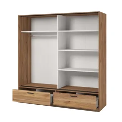 Armadio 180x209h cm 2 ante scorrevoli con specchio 2 cassetti rovere Yve