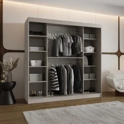 Armadio 200x200h cm 2 ante scorrevoli vetrate beige cashmere Elmor