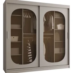Armadio 200x200h cm 2 ante scorrevoli vetrate beige cashmere Elmor
