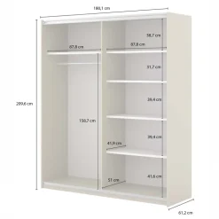 Armadio 180x210h cm 2 ante scorrevoli beige Sansha