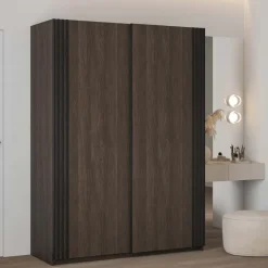 Armadio 150x210h cm 2 ante scorrevoli noce Sansha