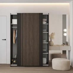 Armadio 150x210h cm 2 ante scorrevoli noce Sansha