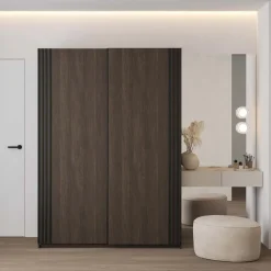 Armadio 150x210h cm 2 ante scorrevoli noce Sansha