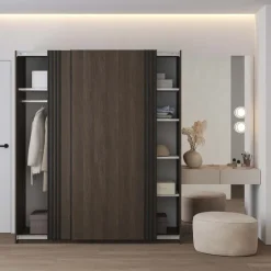 Armadio 180x210h cm 2 ante scorrevoli noce Sansha