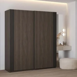Armadio 180x210h cm 2 ante scorrevoli noce Sansha