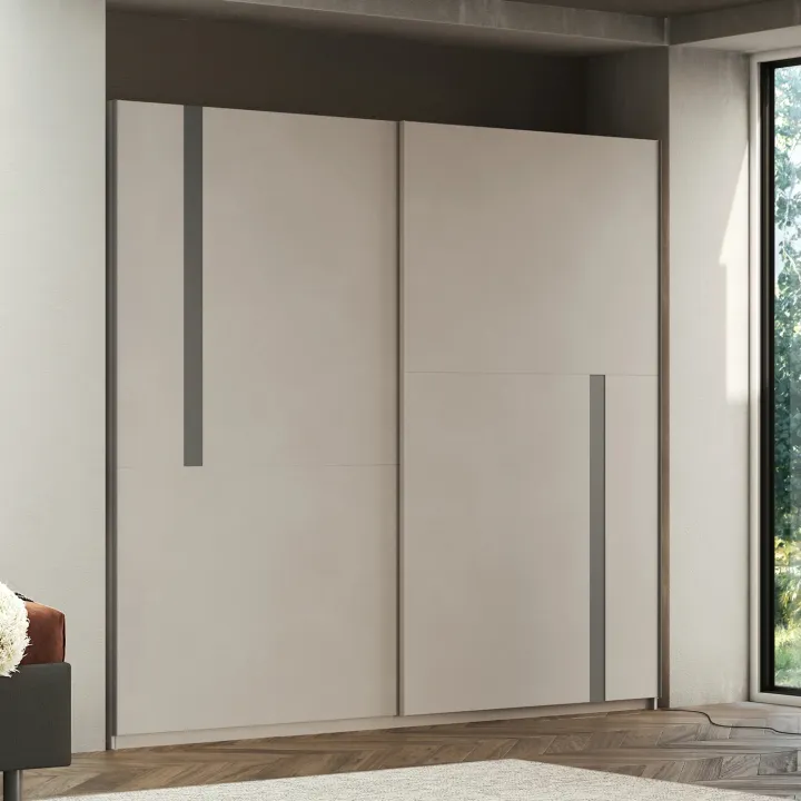 Armadio 220x240h cm 2 ante scorrevoli beige cashmere antracite Riace