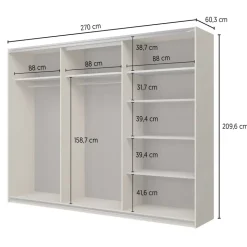Armadio 270x210h cm 3 ante scorrevoli rovere Procida