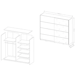 Armadio 221x210h cm 2 ante scorrevoli nero opaco Pascal Gihome®