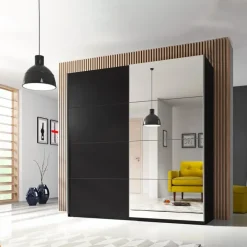 Armadio 221x210h cm 2 ante scorrevoli nero opaco Pascal Gihome®