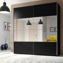 Armadio 221x210h cm 2 ante scorrevoli nero opaco Pascal Gihome®