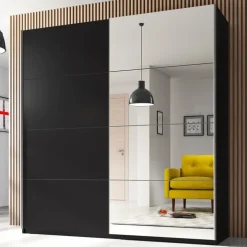 Armadio 221x210h cm 2 ante scorrevoli nero opaco Pascal Gihome®