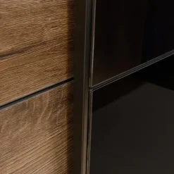 Armadio 220x210h cm 2 ante scorrevoli rovere nero lucido Cortina Gihome®