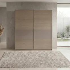 Armadio 200x218h cm 2 ante scorrevoli rovere scuro marrone Rebecca