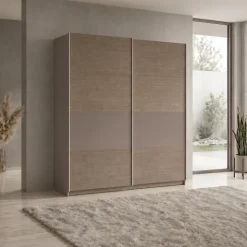 Armadio 200x218h cm 2 ante scorrevoli rovere scuro marrone Rebecca