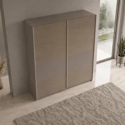 Armadio 200x218h cm 2 ante scorrevoli rovere scuro marrone Rebecca