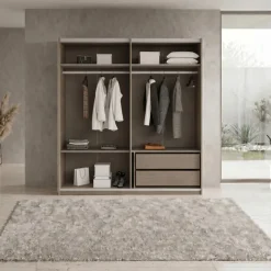 Armadio 200x218h cm 2 ante scorrevoli rovere scuro marrone Rebecca