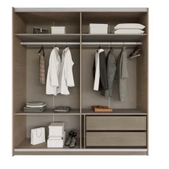 Armadio 200x218h cm 2 ante scorrevoli rovere scuro marrone Rebecca