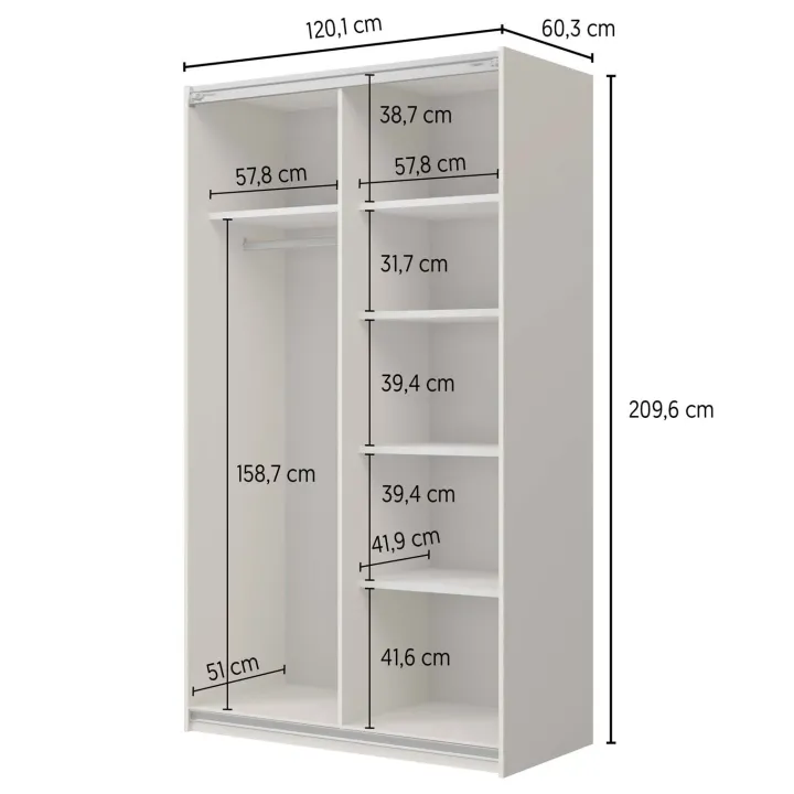 Armadio 120x210h cm 2 ante scorrevoli rovere Procida