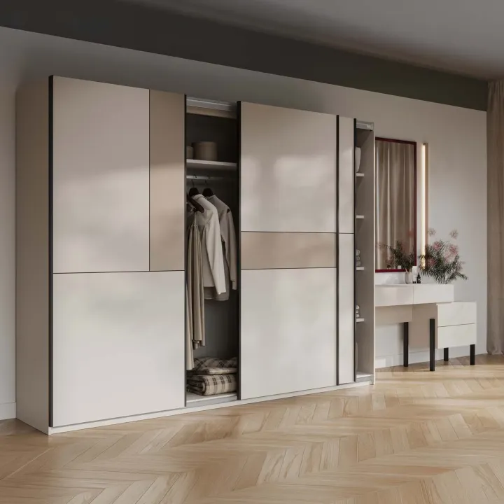 Armadio 270x210h cm 3 ante scorrevoli beige cashmere Procida