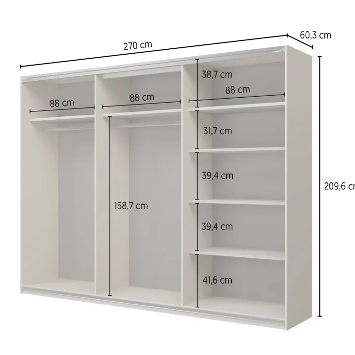 Armadio 270x210h cm 3 ante scorrevoli beige cashmere Procida
