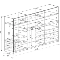 Armadio 270x215h cm 3 ante scorrevoli noce marrone Dusk