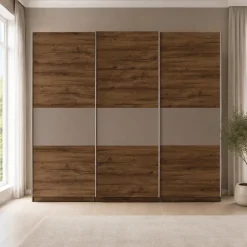 Armadio 270x215h cm 3 ante scorrevoli noce marrone Dusk