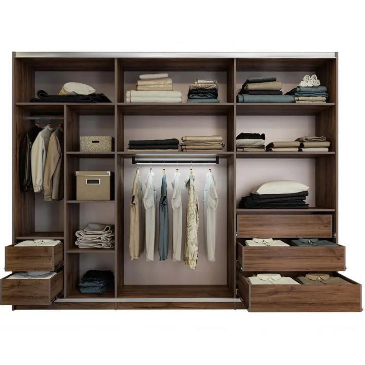 Armadio 270x215h cm 3 ante scorrevoli noce marrone Dusk