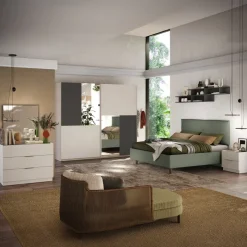Armadio 275x240h cm 2 ante scorrevoli con specchio beige cashmere antracite Varry