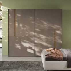 Armadio 275x240h cm 2 ante scorrevoli marrone bronzo rovere scuro Riace