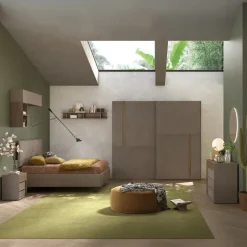 Armadio 220x240h cm 2 ante scorrevoli marrone bronzo rovere scuro Riace