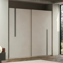 Armadio 275x240h cm 2 ante scorrevoli beige cashmere antracite Riace