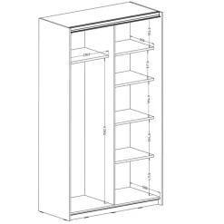 Armadio 120x210h cm 2 ante scorrevoli con specchio nero Pascal Gihome®