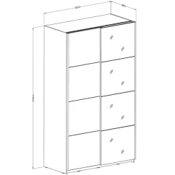 Armadio 120x210h cm 2 ante scorrevoli con specchio nero Pascal Gihome®