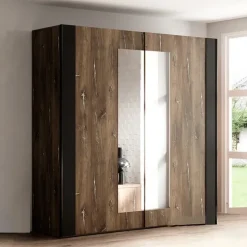 Armadio 200x213h cm 2 ante scorrevoli rovere scuro nero Vulcano