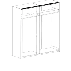 Armadio 200x213h cm 2 ante scorrevoli rovere scuro nero Vulcano